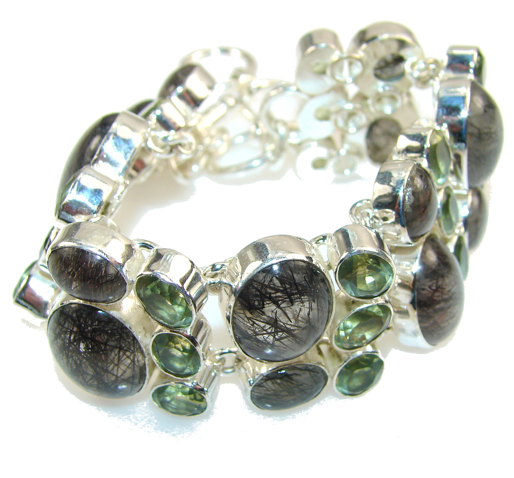 Get Glowing!! Tourmalinated Quartz Sterling Silver Bracelet