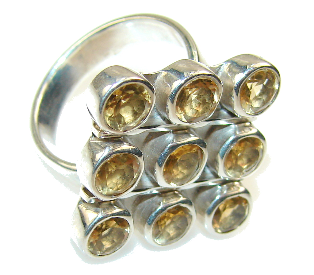 Beautiful Yellow Citrine Sterling Silver ring s. 9