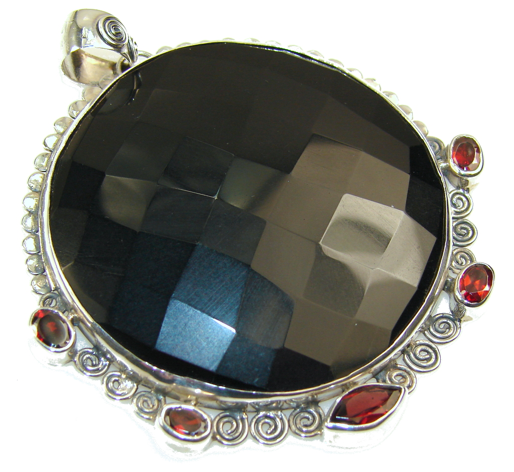 Big!! Secret Black Onyx Sterling Silver Pendant