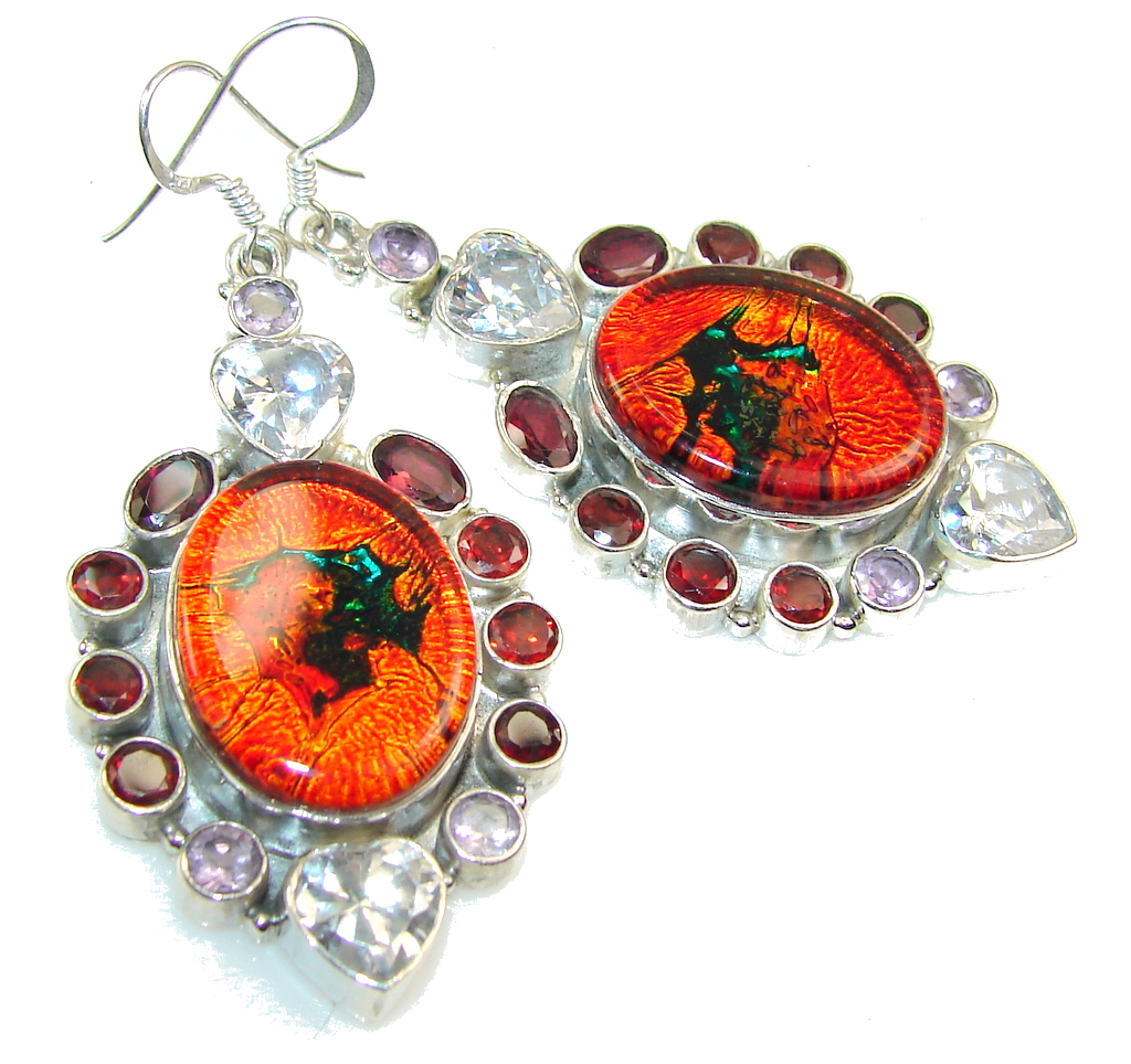 Excellent Dichroic Glass Sterling Silver earrings