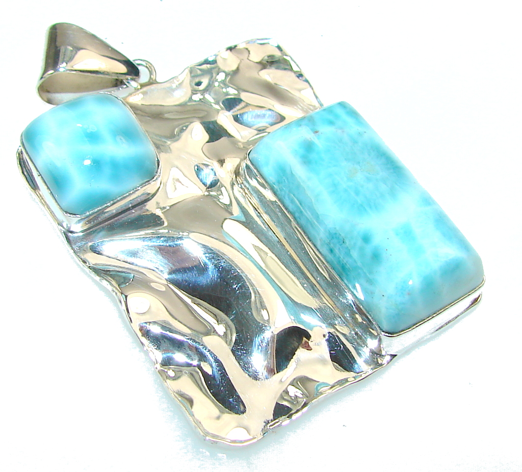 Lovely Design!! Blue Larimar Sterling Silver Pendant