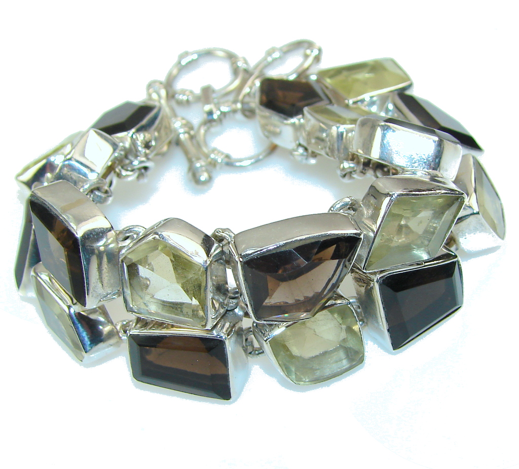 Duality In Brown!! Smoky Topaz Sterling Silver Bracelet