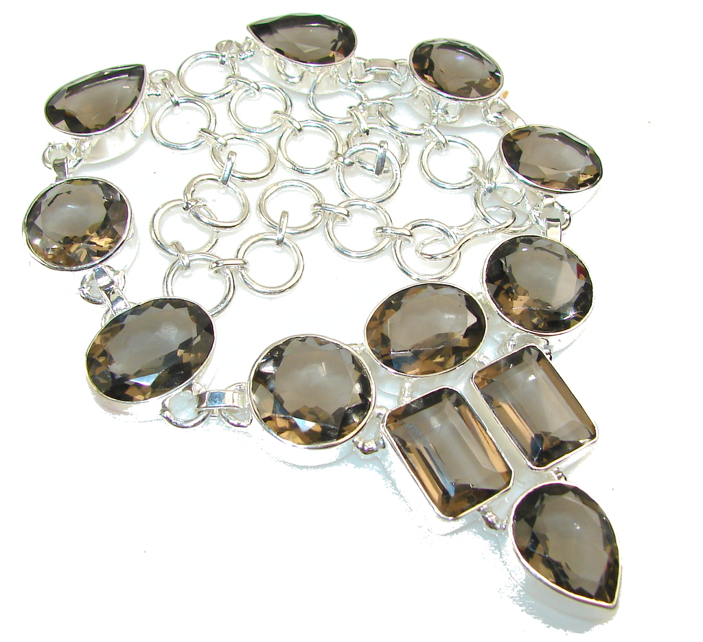 Wild Beauty!! Smoky Topaz Sterling Silver necklace