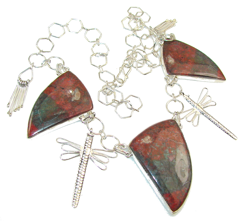 Excellent Red Sonora Jasper Sterling Silver Necklace