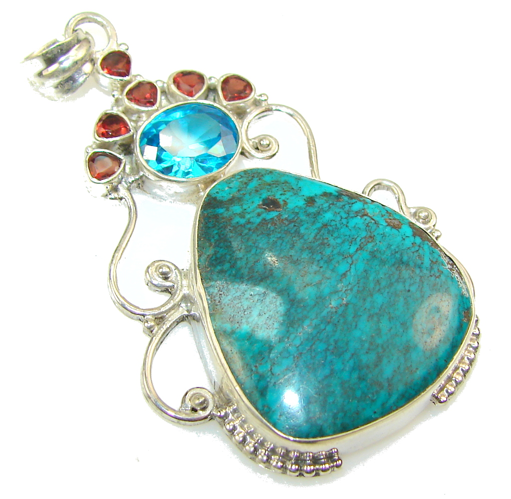 Fantastic Blue Chrysocolla Sterling Silver pendant