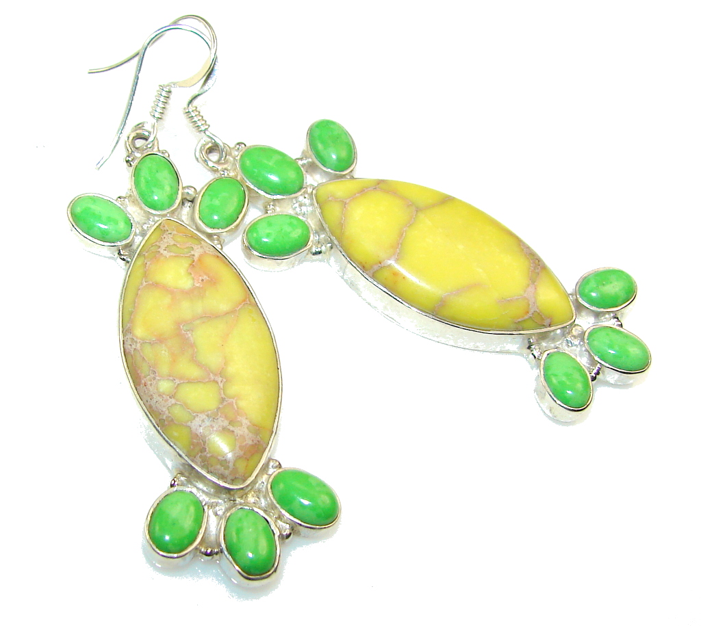 NEW!! Yellow Sea Sediment Jasper Sterling Silver earrings