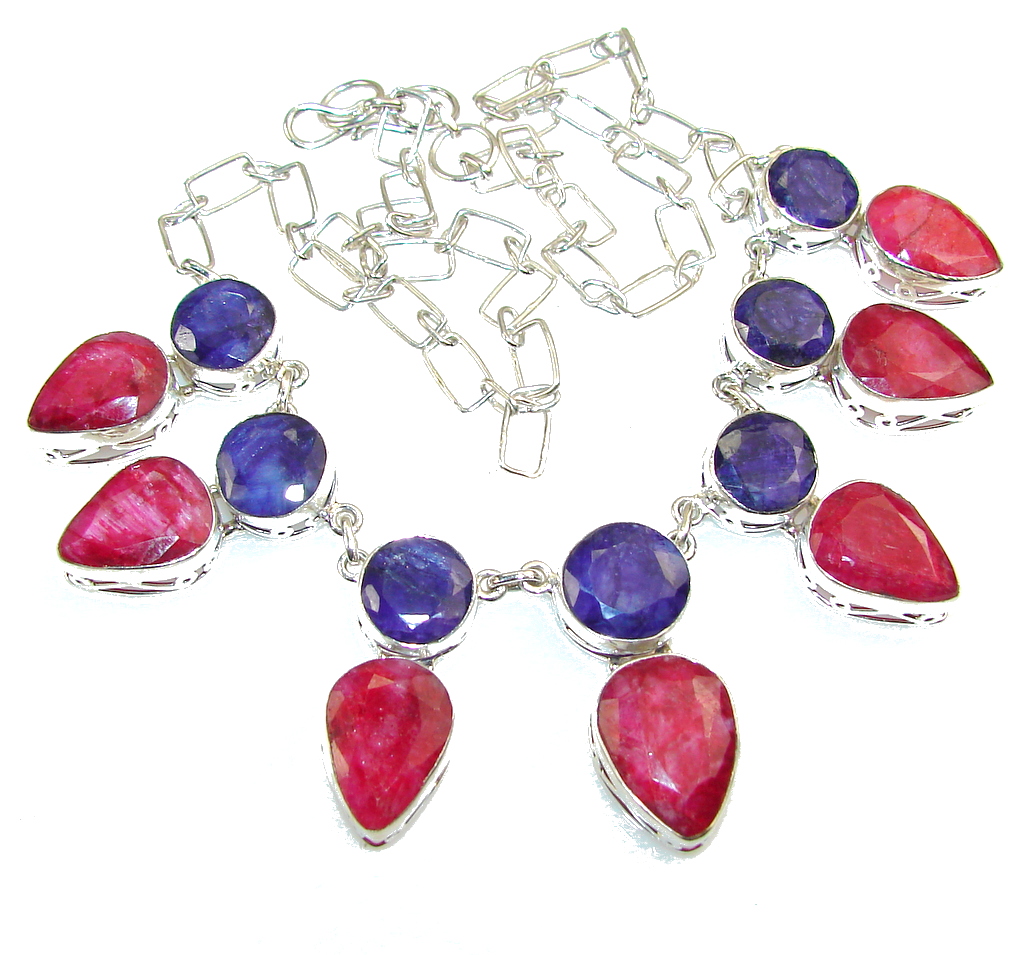 Fiesta Fun!! Red Ruby Sterling Silver Necklace