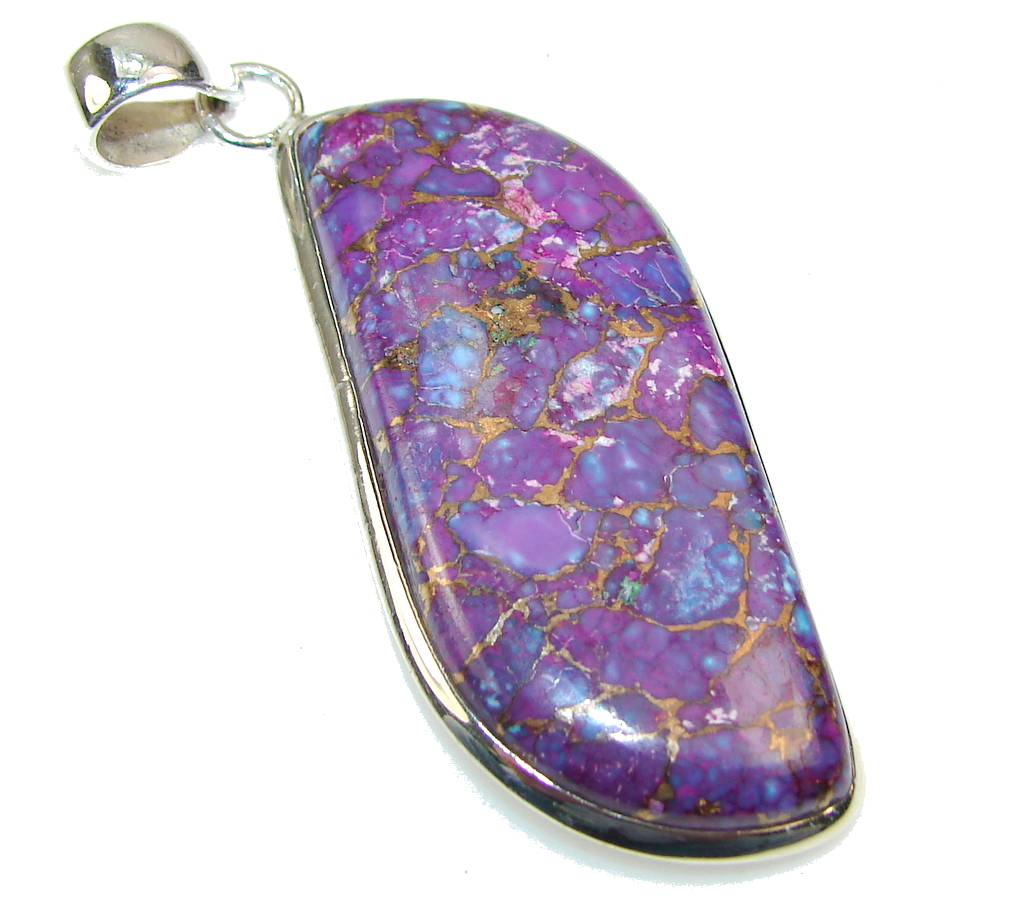 Amazing Copper Turquoise Sterling Silver Pendant