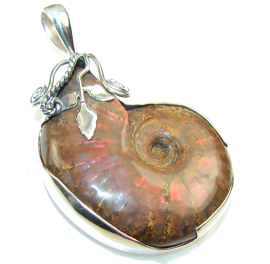 Beautiful Ammonite Fossil Sterling Silver Pendant
