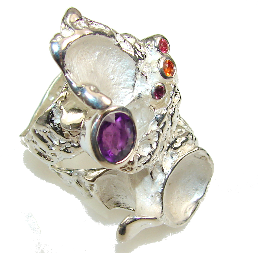 Big! Love's Victory!! Italy Made Amethyst Sterling Silver ring s. 9