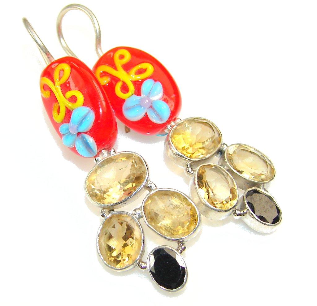 Excellent Dichroic Glass Sterling Silver earrings