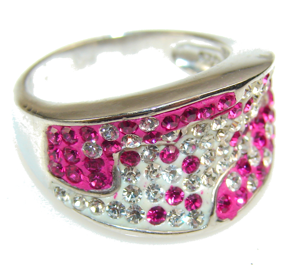 Awesome Design Pink Quartz Sterling Silver Ring s. 7 1/2