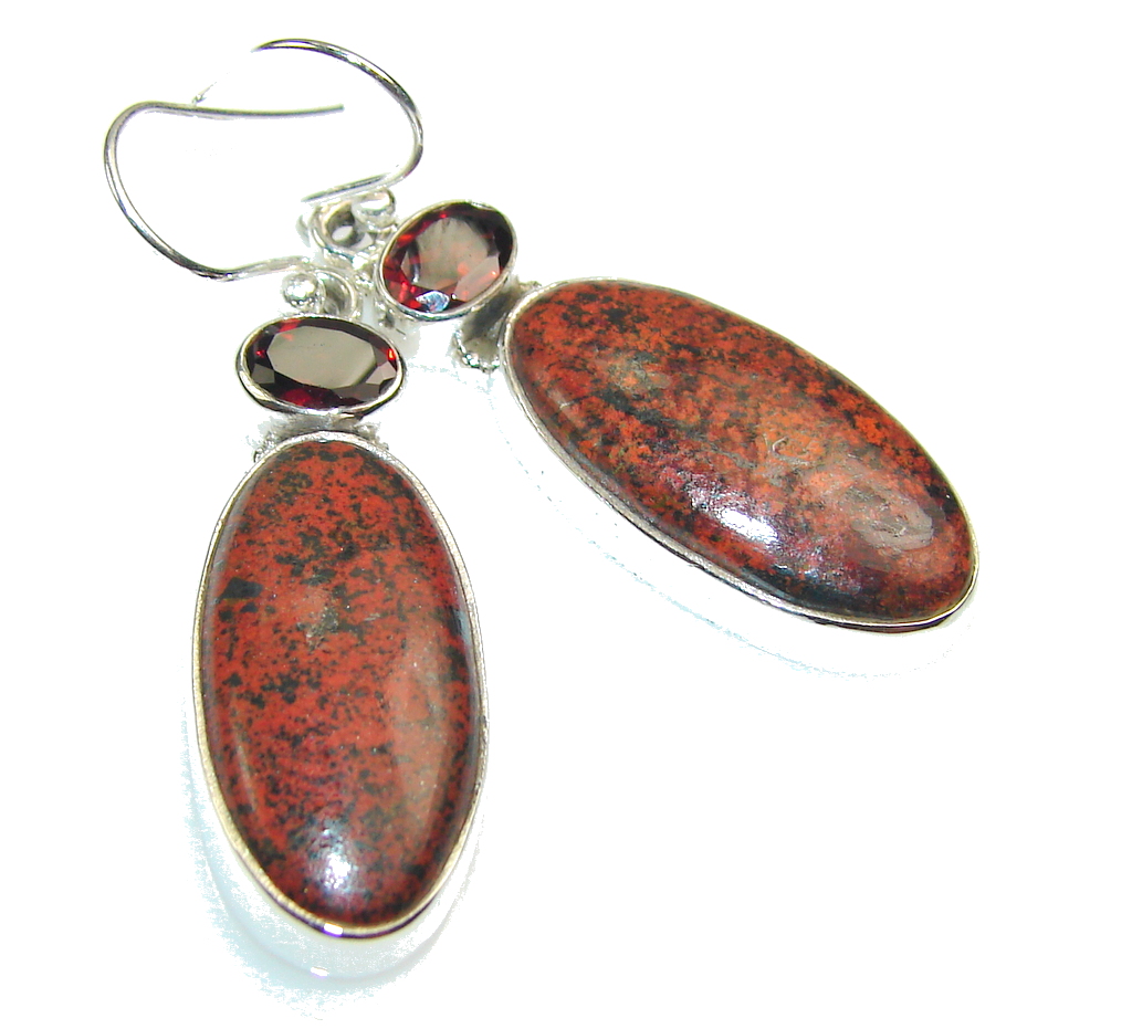 Stylish Red Jasper Sterling Silver earrings