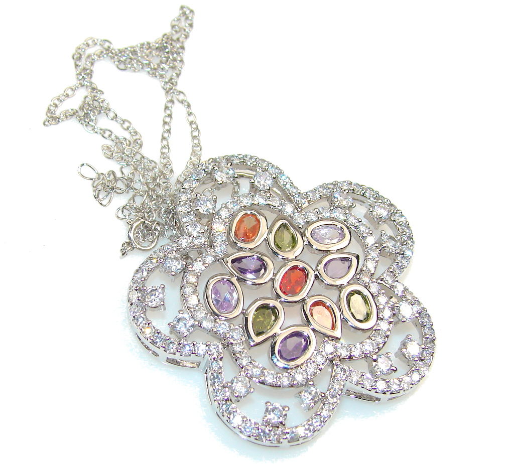 Spectacular Design!! White Topaz Sterling Silver necklace