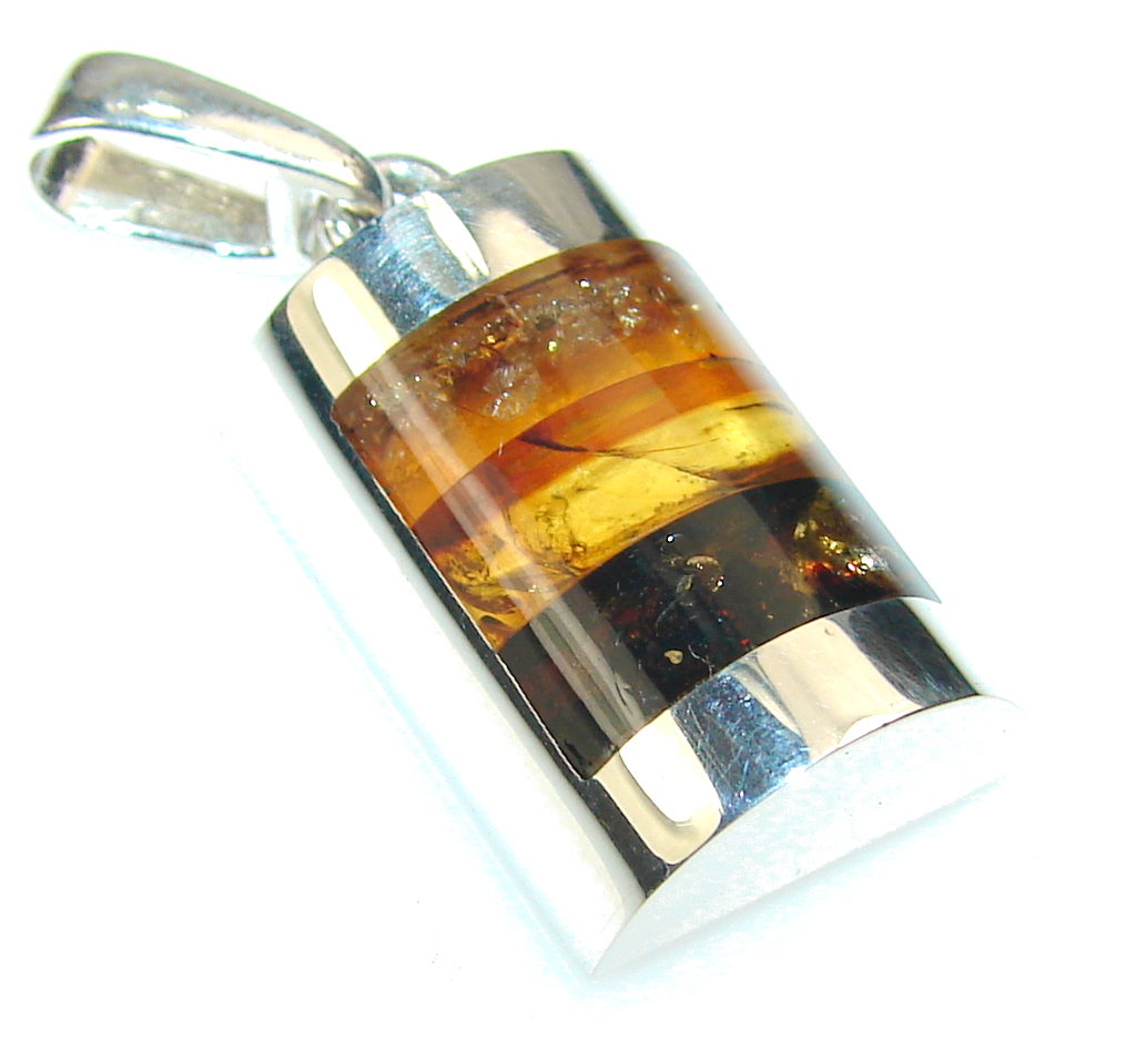 Petite Polish Amber Sterling Silver Pendant