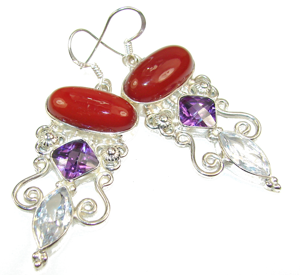 Amazing Brown Carnelian Sterling Silver earrings