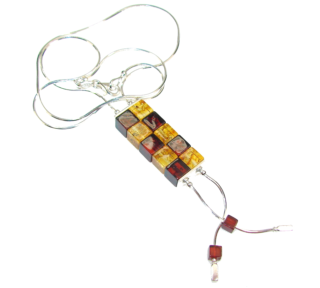 Amazing Polish Amber Sterling Silver necklace