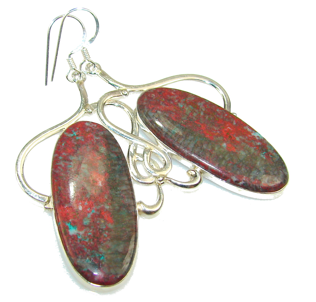 Classy Red Sonora Jasper Sterling Silver earrings