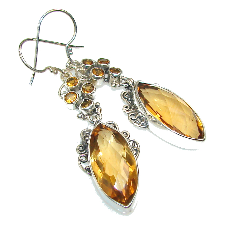 Awesome Design!! Golden Topaz Sterling Silver earrings