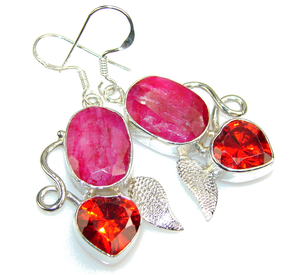 Amazing Pink Ruby Sterling Silver earrings