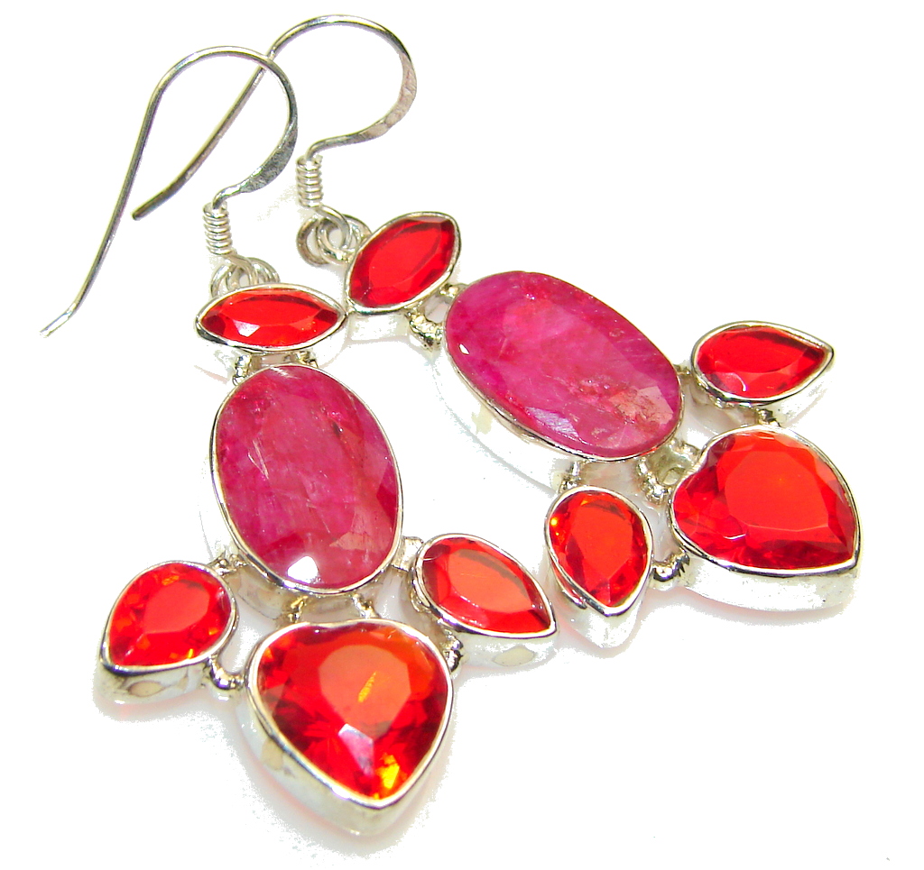 Excellent Pink Ruby Sterling Silver earrings