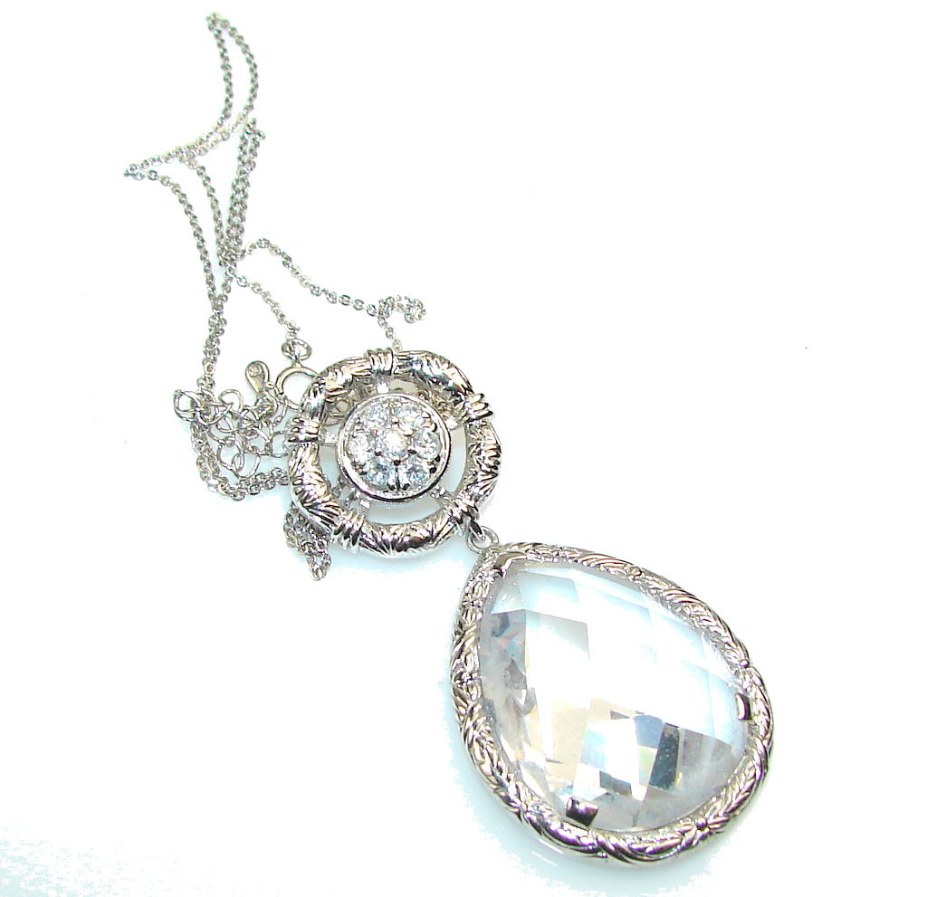 Queen Of Diamonds!! White Crystal Sterling Silver necklace
