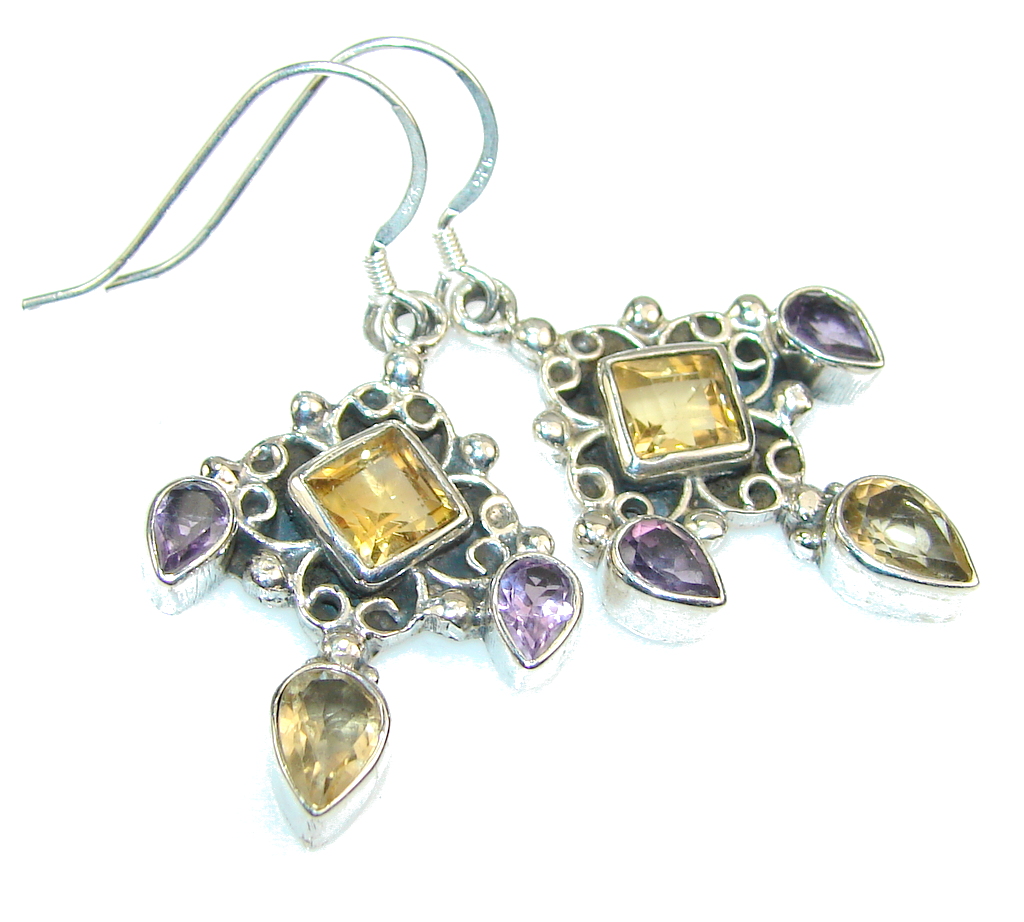 Amazing Rich Yellow Citrine Sterling Silver earrings