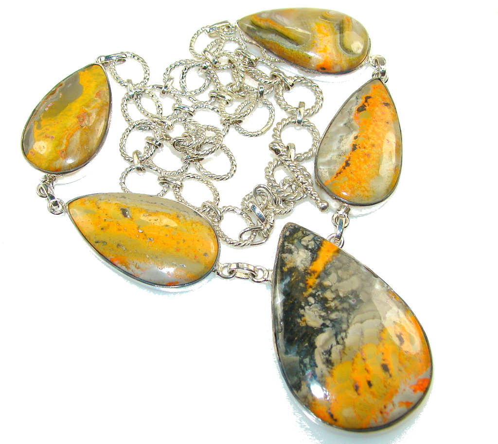 Aura Of Beauty!! Bumble Bee Jasper Sterling Silver Necklace