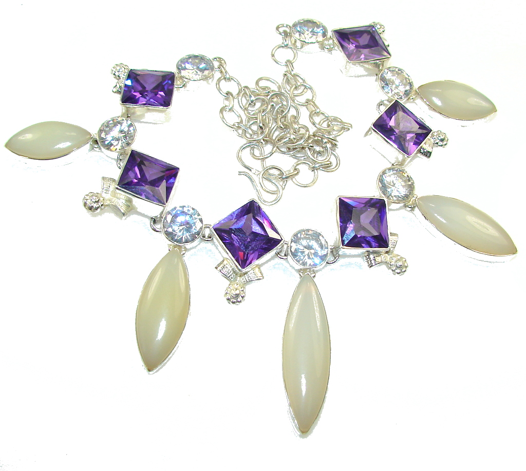 Stylish Design!! Light Yellow Agate Sterling Silver necklace
