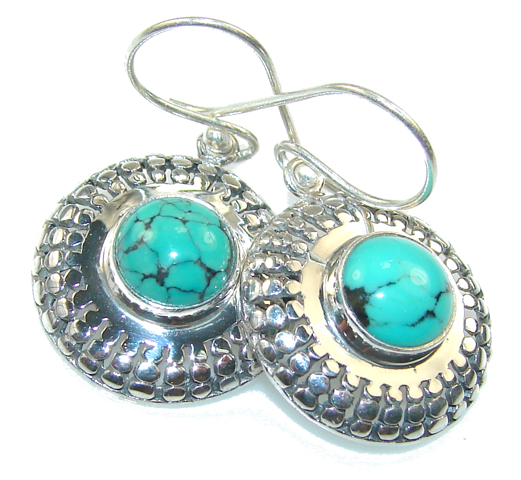 Awesome Color Of Turquoise Sterling Silver earrings
