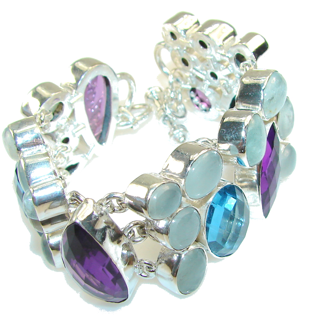 Morning Star!! Multicolor Quartz Sterling Silver Bracelet