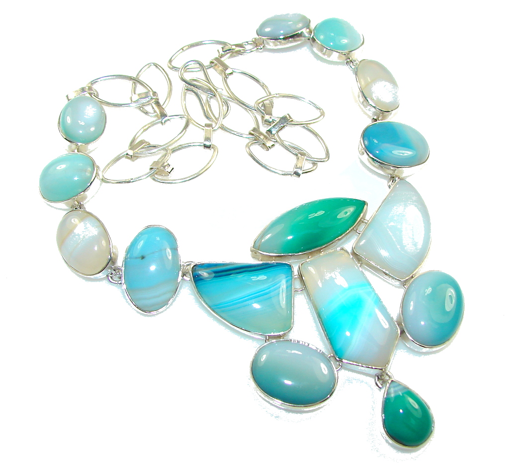 Awesome Design!! Multicolor Agate Sterling Silver necklace