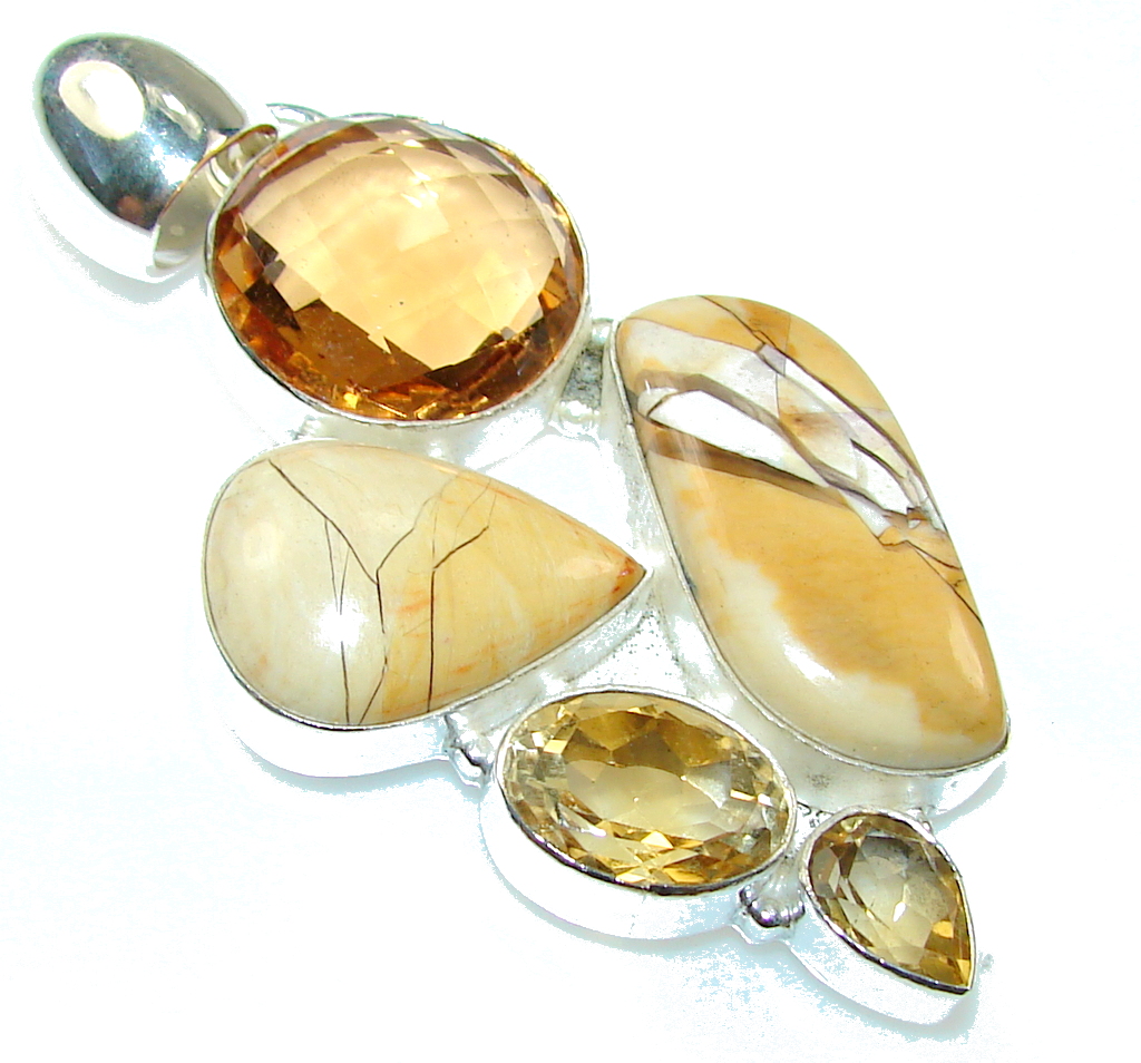 Awesome Design!! Burro Creek Jasper Sterling Silver Pendant