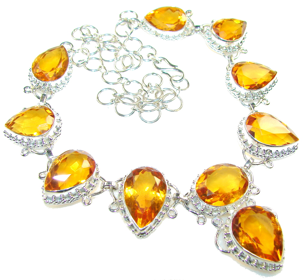Natural Beauty!! Golden Quartz Sterling Silver necklace