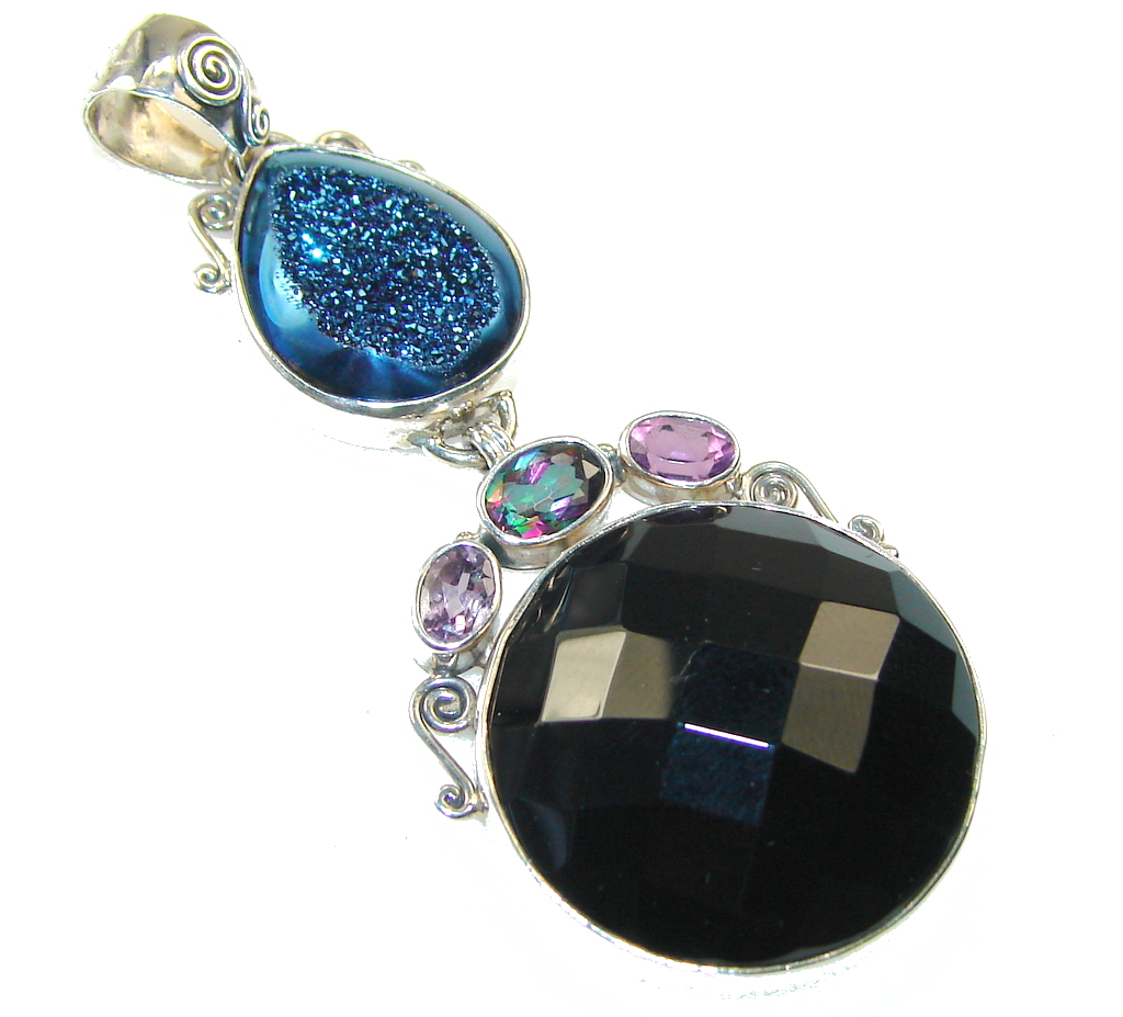 Fantastic Design!! Black Onyx Sterling Silver Pendant