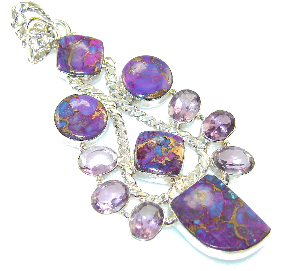 Beautiful Copper Turquoise Sterling Silver Pendant