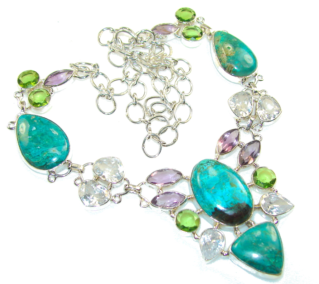 Seductive Blue!! Chrysocolla Sterling Silver necklace