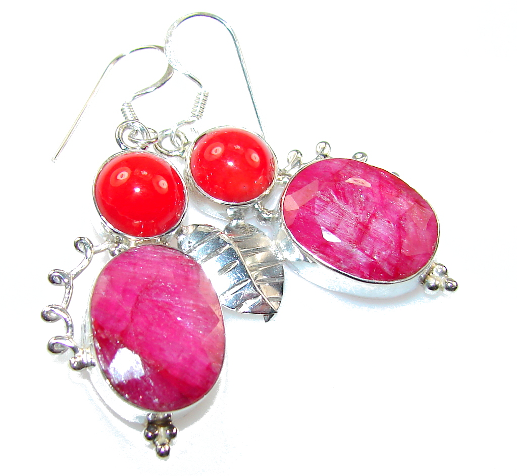 My Sweet!! Pink Ruby Sterling Silver earrings