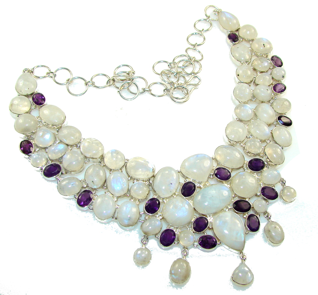 Scarlet Crown!! White Moonstone Sterling Silver necklace