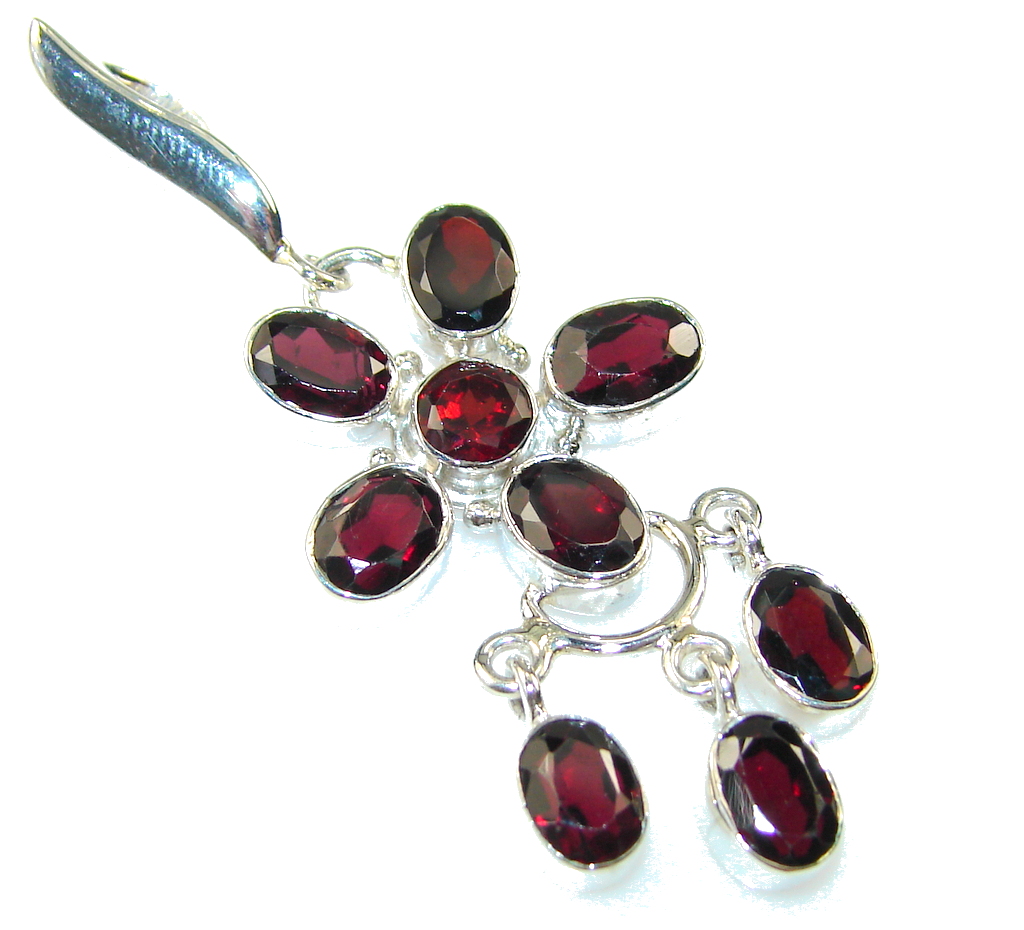 Amazing Created Red Garnet Sterling Silver Pendant