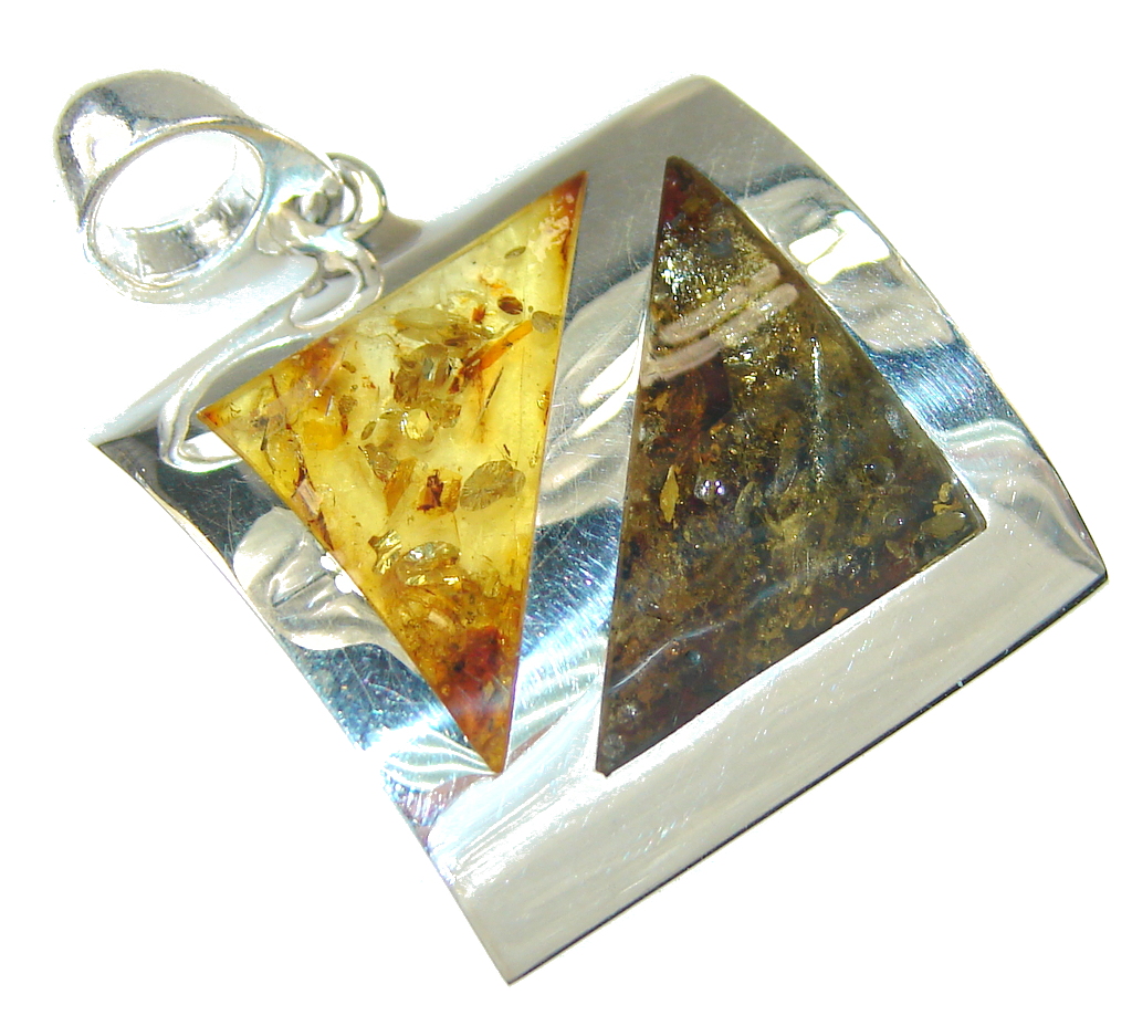 Beautiful Polish Amber Sterling Silver Pendant