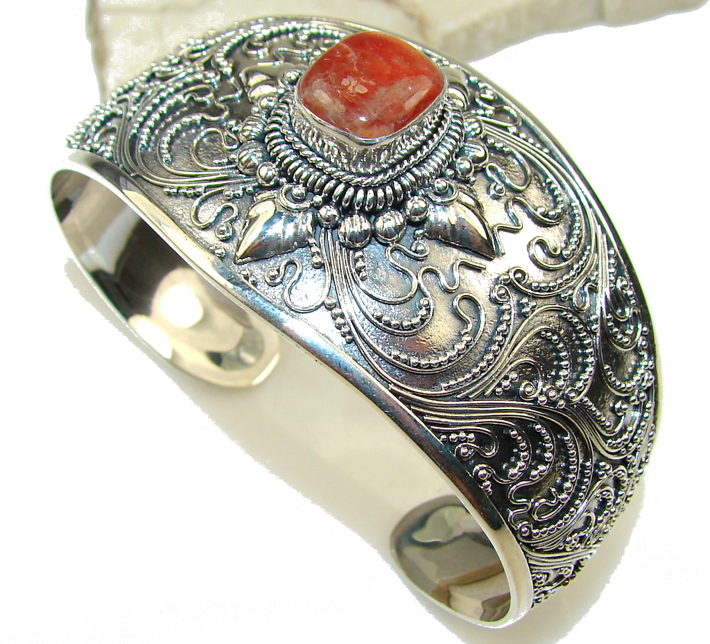 Awesome Design!! Golden Calcite Sterling Silver Bracelet / Cuff