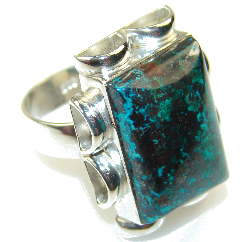 Fantastic Blue Chrysocolla Sterling Silver ring s. 9 1/2