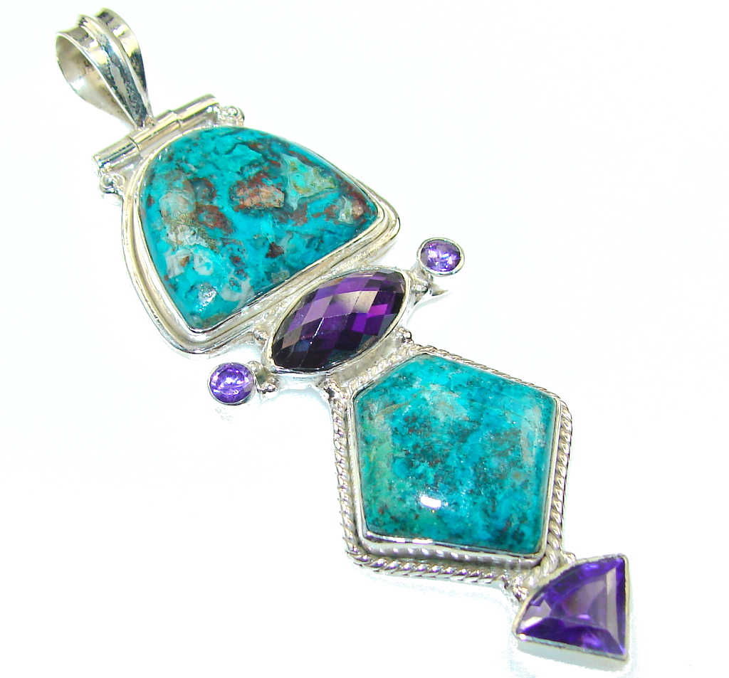 Fantastic Blue Chrysocolla Sterling Silver pendant