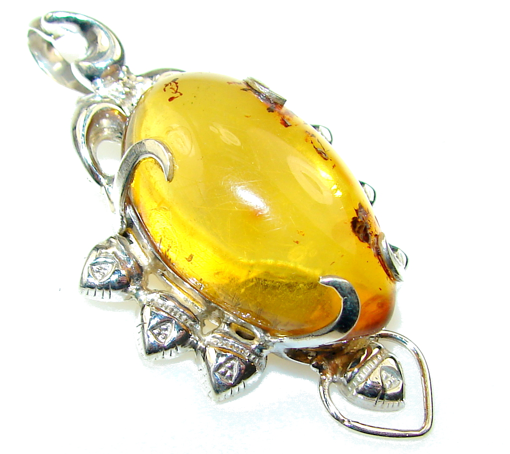 Beautiful Design Of Amber Sterling Silver Pendant