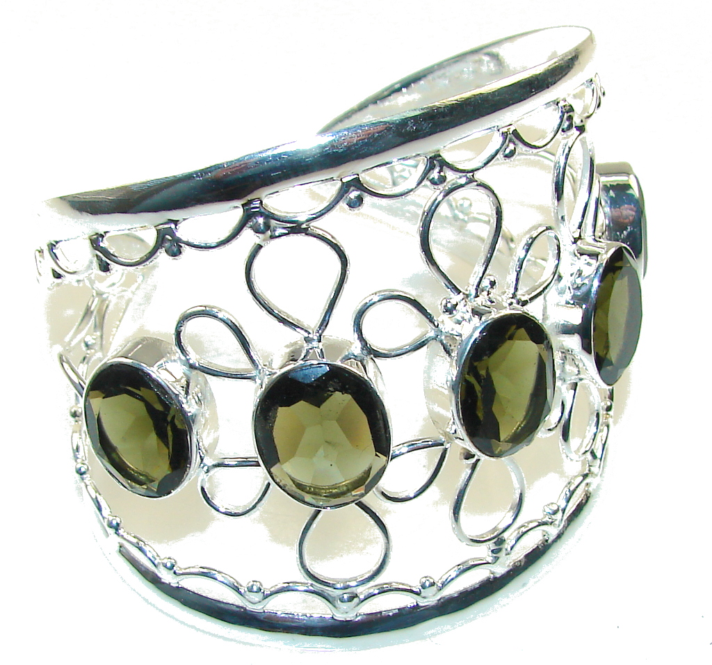 Natural Beauty!! Smoky Topaz Sterling Silver Bracelet / Cuff