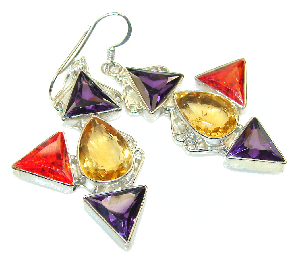 Aura Of Beauty!! Multicolor Quartz Sterling Silver earrings
