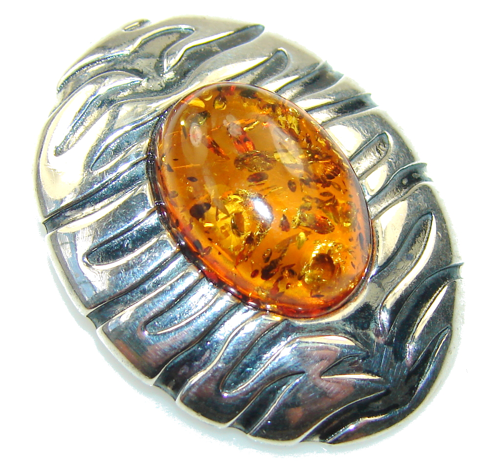 Beautiful Design Of Amber Sterling Silver Pendant