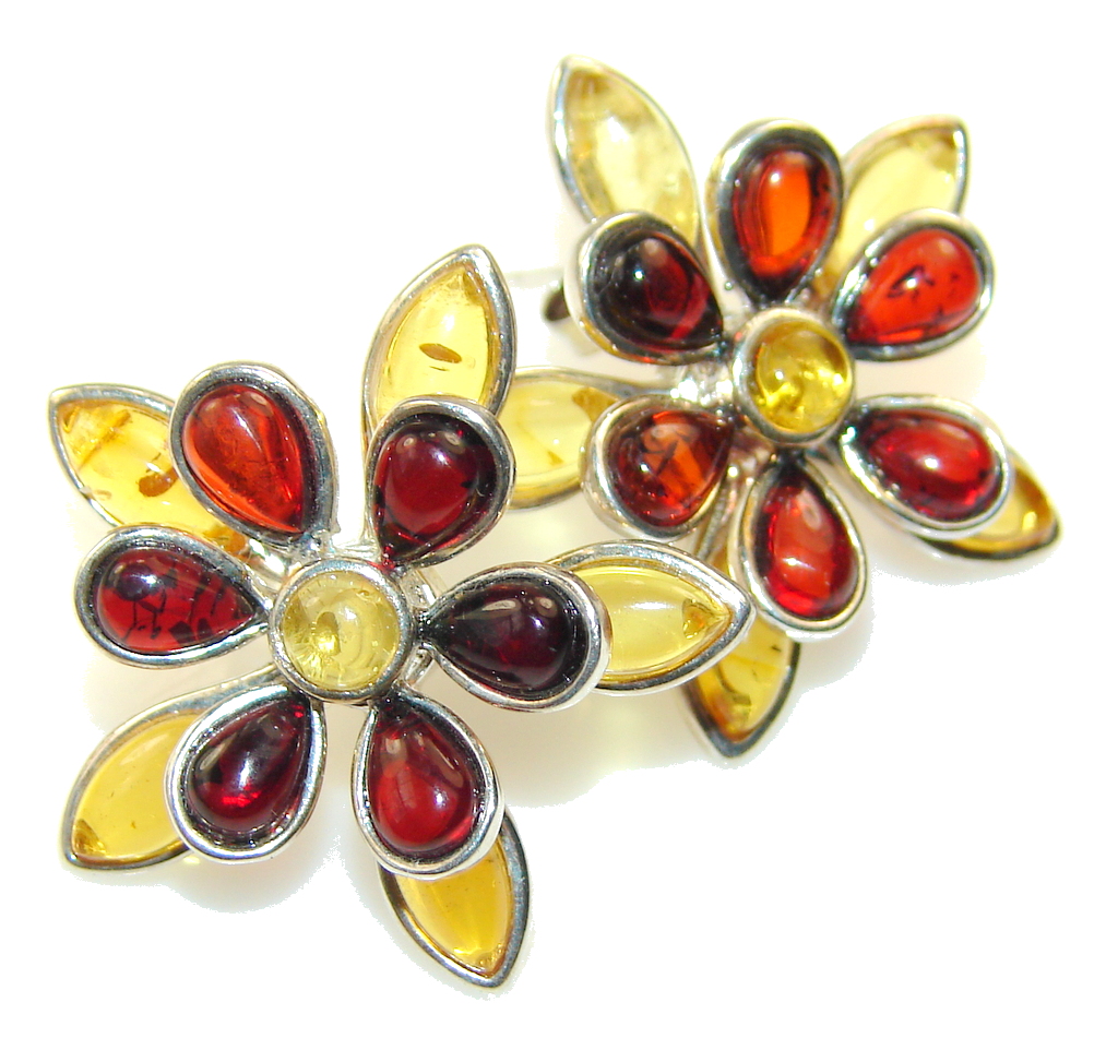 Gorgeous Design Of Polish Amber Sterling Silver earrings