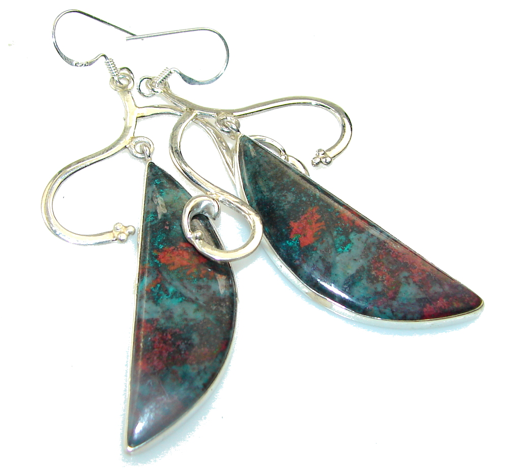 Big Classy Red Sonora Jasper Sterling Silver earrings